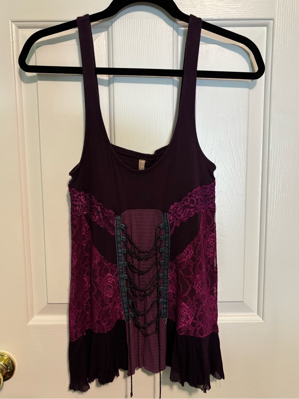 Free People Plum Lace Accent Corset Tank Top